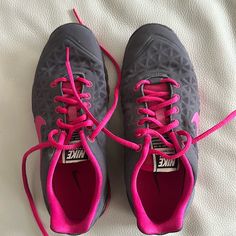 Nike Free Trainer Almost Brand New, Grey Magenta Sz 6. Only Worn Indoors A Few Times. Pink Running Shoes With Laces For Light Exercise, Pink Running Shoes For Light Exercise, Pink Sneakers For Light Exercise, Pink Round Toe Workout Sneakers, Pink Round Toe Sneakers For Workout, Pink Low-top Sneakers For Workout, Pink Low-top Running Shoes For Workout, Pink Lace-up Running Shoes For Light Exercise, Pink Synthetic Running Shoes For Workout