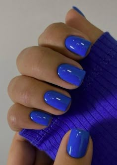 Blue Gel Nails, Solid Color Nails, Blue Acrylic Nails, Her Nails, Shellac Nails