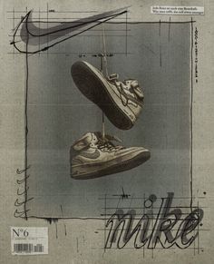 an advertisement for nike shoes is shown in this advertiser's drawing style