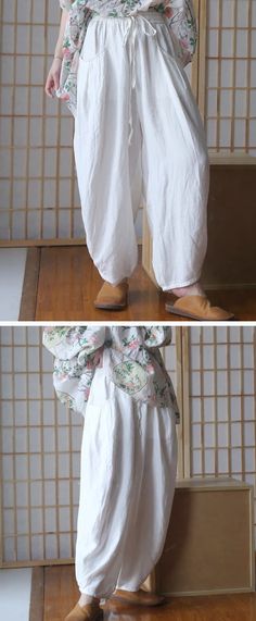 Summer Linen Wide Leg Pants Autumn Women Casual Pants with Pockets Linen Wide Leg Pants, Women Casual Pants, Cotton Linen Pants, Organic Colors, Pants Loose, Summer Linen, Wide Leg Linen Pants, Pants With Pockets, Linen Pants Women