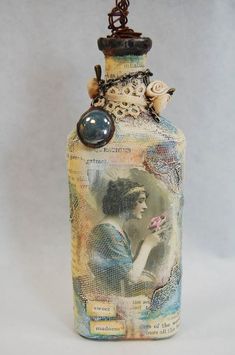 a bottle with an image of a woman on it