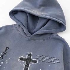 Cross Wave Oversized Graphic Hoodie - h0neybear