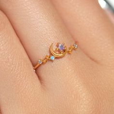 Let's escape to another galaxy. Our Astro Adventure Ring is whimsical and perfect for anyone that loves all things celestial! Wear it alone or stack it with your other Girls Crew faves. 18k gold plated, 18k rose gold plated, or rhodium plated over brass with a protective coating Cubic zirconia stones Approx. 6mm width Celestial Engagement Ring, Galaxy Ring, Celestial Ring, Celestial Jewelry, Pretty Rings, Cute Pins, Pretty Jewellery, Moon Stone, Cute Jewelry