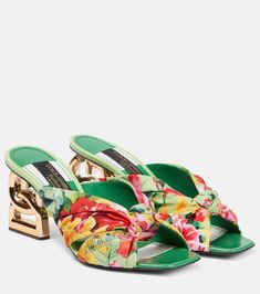 Luxury Multicolor Sandals For Spring, Designer Floral Print Heels For Spring, Chic Multicolor Floral Print Sandals, Casual Ballet Flats, Italian Elegance, Italian Riviera, Silk Twill Scarf, Dolce Gabbana Shoes, Designer Pumps