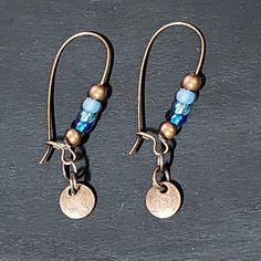 Adjustable Copper Beaded Drop Earrings, Nickel-free Bronze Beaded Earrings, Adjustable Nickel Free Bronze Beaded Earrings, Adjustable Nickel-free Bronze Beaded Earrings, Kidney Ear Wire Earrings, Stack Earrings, Metal Art Jewelry, Diy Leather Earrings, Store Jewelry