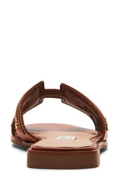 Exude breezy style in this easy-wear slide sandal fashioned with a square open toe, studded faux-leather strap and flat sole. Synthetic upper and lining/rubber sole Imported Sandal Fashion, Easy Wear, Slide Sandals, Open Toe, Womens Sandals, Leather Straps, Faux Leather, Nordstrom, Sandals