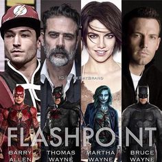 the flashpoint movie poster is shown in four different colors and sizes, including batman, robin