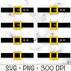 black and yellow belt clipart set