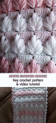 the crocheted blanket is pink and white