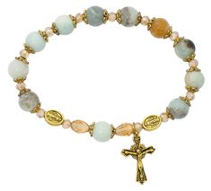 Amazonite Gold Rosary Stretch Bracelet Rosary McVan Rose Gold Opal Ring, Gold Rosary, Gold Bar Earrings, Ear Jacket Earring, Bow Bracelet, Classic Wedding Rings, Gold Caps, Rosary Bracelet, Hail Mary