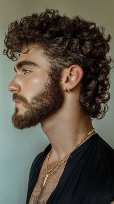 handsome man with mullet hairstyle 70s Mullet Man, Mens Curly Haircut Mid Length Mullet, Mullet Lungo Uomo, Curly Cuts For Men, Mens Curly Mullet, Short Curly Hair Men’s, Curly Hair 2024, Medium Curly Hair Men, Mulette Haircut