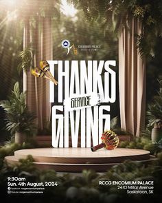 the poster for thanks giving, with an image of a bird on top of a stage