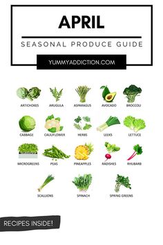 the seasonal produce guide is shown in black and white