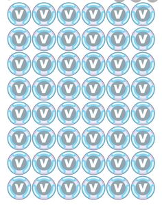 the letter v is made up of blue and gray circles with white letters on them