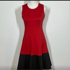 Calvin Klein Black Red Fit & Flare Sleeveless Dress Women’s Size 6 Nwot Casual Red Sleeveless Stretch Dress, Casual Red Stretch Sleeveless Dress, Fitted Red A-line Sleeveless Dress, Red Fitted Sleeveless Mini Dress, Red Stretch Sleeveless Mini Dress, Red Fitted A-line Sleeveless Dress, Calvin Klein Fitted A-line Mini Dress, Calvin Klein Sleeveless Lined Mini Dress, Calvin Klein Red