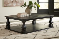 Wellturn Black Coffee Table - Ornate Home Store Throws, Gate Furniture, Black Coffee Table, Textured Wood, Black Coffee Tables, Low Shelves, Inspired Living, Ashley Furniture, Black Coffee