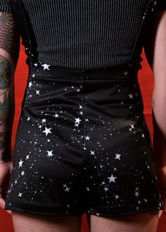 Star Print Overall Shorts – Trash Queen Grid Print, Black Moon, Chunky Knit Sweater, The Cosmos, Chunky Knits Sweater, Black Star, 2 On, Star Print, Overall Shorts