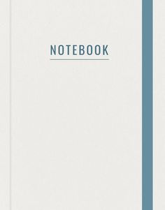 a white notebook with blue lines on the cover