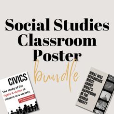 the social studies classroom poster bundle includes two books and an instructional manual for students to use