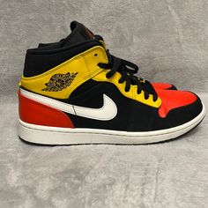 Jordan 1 Mid Se Amarillo Sneakers Size 10 Gently Used Used No More Than Three Times Unfortunately One Of The Size Tags Was Removed, Other Than That In Excellent Condition No Box Air Jordan 1 Mid Se, Shoes Air, Air Jordan 1 Mid, Jordan 1 Mid, Jordans For Men, Air Jordan 1, Jordan Shoes, Mens Shoes Sneakers, Black N Yellow