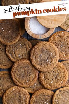 salted honey pumpkin cookies on a cooling rack