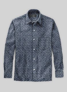 Put your best foot forward with our Italian Paisley Dark Blue Summer Linen Shirt. Made with a lightweight, breathable cotton and linen blend, this shirt offers effortless style and comfort.  Featuring a charming paisley design in a deep blue hue, this shirt adds a playful twist to any outfit.     From formal events to casual days, this shirt is perfect for any occasion and provides a structured yet comfortable fit.    Click 'Customize Now' to modify the look if needed.  
  Pamper yourself, get this shirt made exclusively for you now! Blue Cotton Tops With Paisley Print, Fall Cotton Shirt With Paisley Print, Classic Blue Printed Tops, Blue Paisley Print Long Sleeve Shirt, Long Sleeve Cotton Top With Paisley Print, Long Sleeve Cotton Tops With Paisley Print, Cotton Paisley Print Shirt With Spread Collar, Cotton Long Sleeve Tops With Paisley Print, Indigo Floral Print Cotton Top