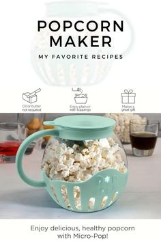 the popcorn maker recipe is shown with instructions for how to make it