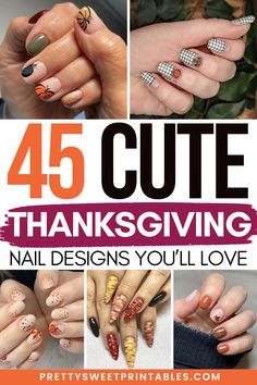 thanksgiving nail designs Thanksgiving Manicures, Thanksgiving Nails Design Fall, Candy Corn Nails, Turkey Nails, Fall Leaves Nail Art, Fall Thanksgiving Nails, Thanksgiving Nail Designs