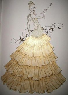 a drawing of a woman in a dress