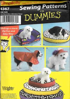 the sewing pattern for dogs is shown