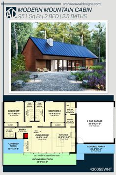 the floor plan for a modern cabin