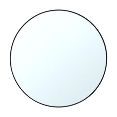 a round mirror on a white background with black border around the edges and bottom edge