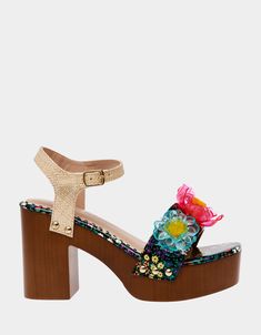 ELAYNE BLACK MULTI Betsey Johnson Clothes, Betsey Johnson Dresses, Fall Shoes, Trendy Shoes, Dress Sandals, Mixing Prints, Mean Girls, The Block, Platform Shoes