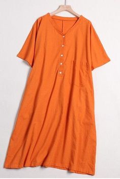 Name:                   Women's Organic Solid Color Linen Dress For Summer Fabric:                  Fabric has no stretchSeason:                SummerType:                     DressSleeve Length:     Short sleeveColor:                    Ye Dress Sleeve Length, Orange Orange, Dress For Summer, Summer Fabrics, Pair Of Pants, Body Size, Linen Dress, Orange Yellow, Orange Color