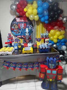 a birthday party with balloons and decorations