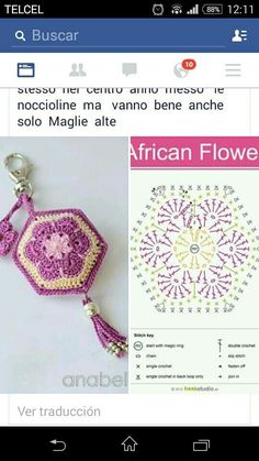 an image of a cell phone with the words african flower on it and a keychain