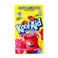 Kool-Aid Strawberry Lemonade Drink Mix Packet Kool Aid Packets, Fruity Mixed Drinks, Blue Raspberry Lemonade, Lemonade Drink, Kool Aid Man, Lemonade Drinks, Tropical Punch, Fruity Drinks, Kraft Recipes