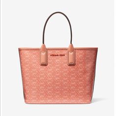 Michael Kors-Jodie Small Logo Jacquard Tote Bag-Nwt New With Tags!! Color: Sherbert Tote Bag Logo Jacquard 100% Recycled Polyester 11.5”W X 8h X 4.75”D Handle Drop: 5” Lining: 60% Polyurethane/40% Recycled Polyester Open Top Drop Michael Kors Rectangular Coated Canvas Bag, Michael Kors Tan Rectangular Bag, Black Tote Purse, Recycle Tote Bag, Recycled Tote, Bag Logo, Clear Tote Bags, Michael Kors Tote Bags, Studded Bag