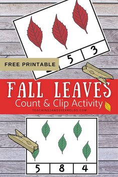 printable fall leaves count and clip activity for toddlers to practice counting the numbers