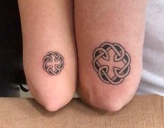 two people with matching tattoos on their legs