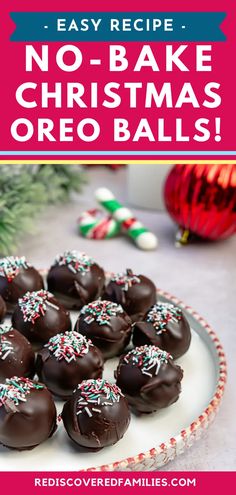 no bake christmas oreo balls on a plate