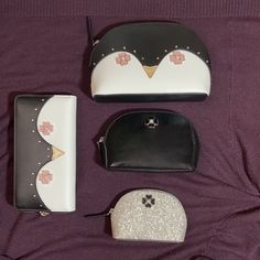 New Never Used, Original Tag Inside! This Super Cute Kate Spade Frosty Large Continental Wallet Has A Penguin Face On The Front! Originally $230 Frosty Triple Dome Cosmetic Set! Russian Nesting Doll Of Bags Each One Fits Inside The Other! First One Has The Penguin Face Second Bag Is Black Third Is A Fun Sparkly Silver! Super Cute For Using It For A Makeup Bag , Coin Purse Or Travel Bag! Originally $230 Let Me Know If You Need More Pics Or Have Any Questions! White Kate Spade Wallets As Gift, White Kate Spade Wallet For Everyday Use, Luxury Everyday Kate Spade Wallets, Luxury Kate Spade Wallet For Evening, Kate Spade Luxury Evening Wallets, Luxury Kate Spade Wallets For Evening, Elegant Kate Spade Everyday Clutch, Elegant Everyday Kate Spade Clutch, Kate Spade Bag With Removable Pouch As Gift