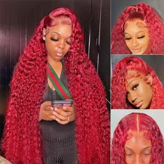 PRODUCT FEATURES Item: Red Color Deep Wave Hair Undetectable Invisible Transparent 13x4 Lace Front Wig with Pre PluckedHair Material: 100% Virgin Human Hair, 10A Grade, No Really Shedding, No Tangle, No Bad Smell Hair Color: RedWig Density:150%/180% DensityHair Length: 10-32 inch are availableTexture: Deep Wave Hair, Natural Hairline, Soft, Comb Easily, Can Re-style and Color well.Lace Net: 13*4 Inch Swiss lace, Red Color, Pre-plucked with Baby Hair, Natural HairlinePack: 1 Piece Red Color Deep Color Deep Wave Hair, Red Curly Wig, Smell Hair, Curly Lace Frontal, Deep Wave Hair, Overnight Hairstyles, Remy Human Hair Wigs, Pretty Braided Hairstyles, Deep Wave Hairstyles