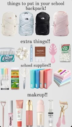 Preppy Makeup, Pretty School Supplies, Everyday Bag Essentials, School Bag Essentials