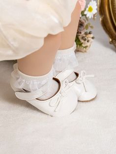 Blanco Dulce,De moda Collar   Liso mary Jane Embellished Wedding Princess Dress, Mary Jane Baby Shoes, Felt Baby Shoes, Baby Girl Princess Dresses, Best Baby Shower Gifts, Felt Baby, Girl Princess Dress