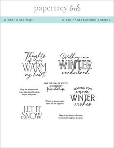 the clear stamp set features words and phrases