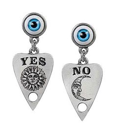 Alchemy Gothic Ouija Planchette Earrings (Multicoloured) Alchemy Gothic Jewelry, Avocado Face Mask, Ouija Planchette, Alchemy Gothic, Blue Banana, Edwardian Jewelry, Gothic Earrings, Ouija Board, Earrings Accessories