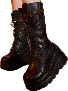 Color Boots, Punk Woman, Womens Mid Calf Boots, Grunge Punk, Mid Calf Boots, Mid Calf, Lace Front, Combat Boots, Lace Up