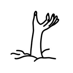 a black and white drawing of a hand reaching up into the air to grab something