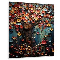 a painting with many different colors and shapes on the canvas, it looks like an art work